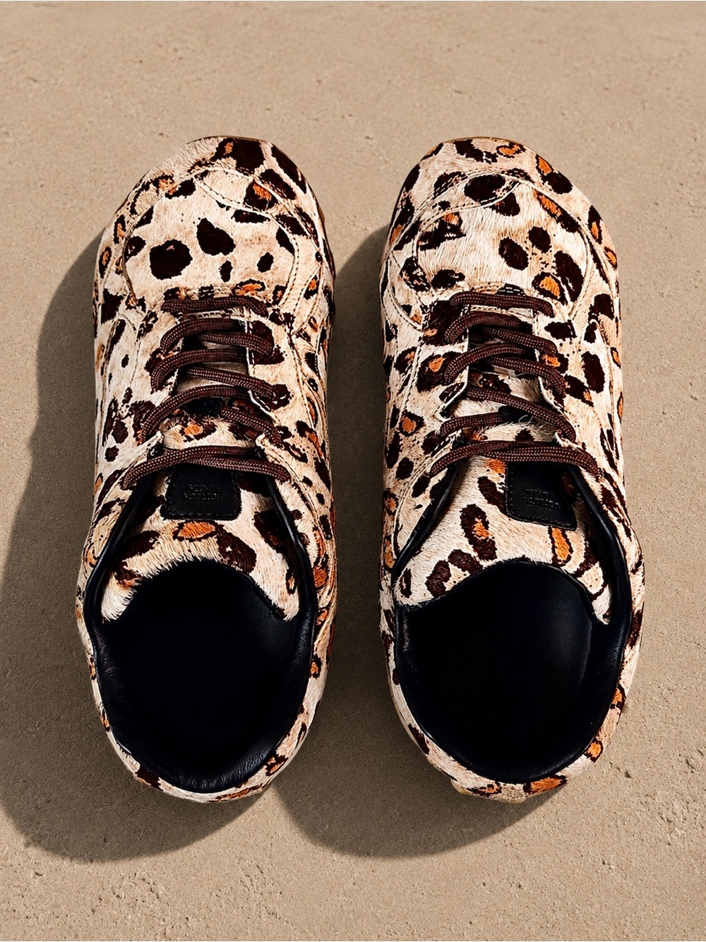 Bottega Veneta Orbit Leopard Calf Hair Sneakers Size 8.5